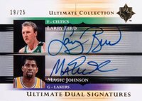 2005 Ultimate Collection Ultimate Dual Signatures #DS-BJ Larry Bird/Magic Johnson Basketball Card