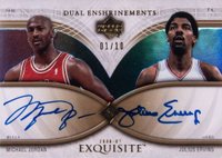 2006 Upper Deck Exquisite Collection Enshrinements Dual #DEXJE Julius Erving/Michael Jordan Autograph Basketball Card
