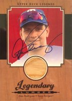 2001 Upper Deck Legends Legendary Lumber Autographs #SL-AR Alex Rodriguez Baseball Card