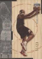 1998 Upper Deck Hardcourt Jordan Holding Court #J20 Allen Iverson/Michael Jordan Silver Basketball Card