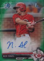 2017 Bowman Prospects Autographs #NS Nick Senzel Chrome-Green Refractor Baseball Card
