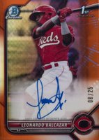 2022 Bowman Chrome Prospect Autographs #CPALB Leonardo Balcazar Orange Refractor Baseball Card