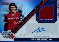 2024 Bowman's Best 2024 MLB All-Star Futures Game Chrome Autograph Relics #FGRARA Roman Anthony Purple Refractor Baseball Card