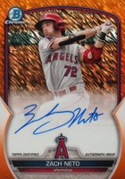 2023 Bowman Chrome Prospect Autographs #CPAZN Zach Neto Orange Shimmer Baseball Card