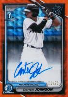 2024 Bowman Draft Chrome Prospect Autographs #CPACJ Carter Johnson Orange Wave Baseball Card