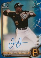 2022 Bowman Draft Chrome Draft Pick Autographs #CDATJ Termarr Johnson Blue Refractor Baseball Card