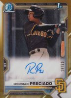 2021 Bowman Chrome Prospect Autographs #CPARPR Reginald Preciado Gold Refractor Baseball Card