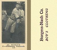 1916 Burgess-Nash Co. #110 Al. Mamaux Baseball Card