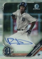 2019 Bowman Draft #BDC50 Riley Greene Chrome-Running-Autograph Baseball Card
