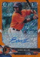 2018 Bowman Prospects Autographs Chrome #CM Cedric Mullins Orange Shimmer Baseball Card