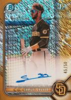 2022 Bowman Chrome Prospect Autographs #CPASZ Samuel Zavala Gold Shimmer Refractor Baseball Card