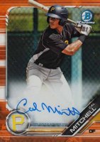 2019 Bowman Prospect Autographs Chrome #CMI Cal Mitchell Orange Refractor Baseball Card