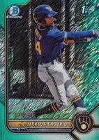 2022 Bowman Chrome Prospects #BCP79 Jackson Chourio Aqua Shimmer Refractor Baseball Card