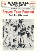 1961 Nu-Card Baseball Scoops #451 Braves Take Pennant Baseball Card