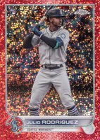 2022 Topps Chrome #222 Julio Rodriguez SP-Red Speckle Refractor Baseball Card