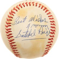 1999 Hall of Fame Autographs # Satchel Paige Ball Baseball Card