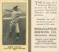1916 Indianapolis Brewing #99 John Lavan Baseball Card