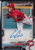 2021 Bowman Draft Chrome Draft Pick Autographs #CDAAA Andrew Abbott Black Refractor Baseball Card