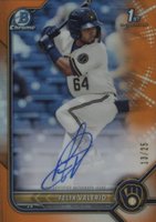 2022 Bowman Chrome Prospect Autographs #CPAFV Felix Valerio Orange Refractor Baseball Card