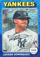 2024 Topps Heritage #399 Jasson Dominguez Chrome-Blue Sparkle Baseball Card