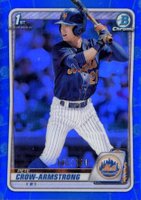 2020 Bowman Draft #BD72 Pete Crow-Armstrong Chrome-Blue Refractor Baseball Card
