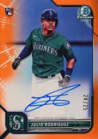 2022 Bowman Chrome Chrome Rookie Autographs #CRAJR Julio Rodriguez Orange Refractor Baseball Card