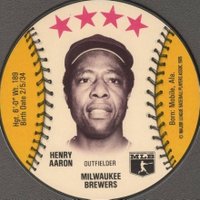 1976 Orbaker's Disc # Hank Aaron Baseball Card