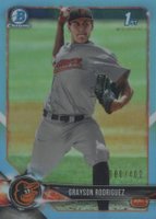 2018 Bowman Draft #BDC73 Grayson Rodriguez Chrome-Sky Blue Refractor Baseball Card
