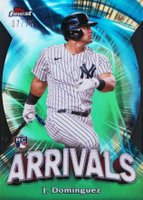 2024 Topps Finest Arrivals #A1 Jasson Dominguez Green Refractor Baseball Card