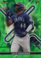 2022 Topps Finest #23 Julio Rodriguez Lava Green Refractor Baseball Card