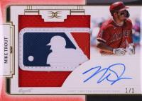 2024 Topps Definitive Collection Autograph Relics Collection #ARCMT Mike Trout Red MLB Logo 1/1 Baseball Card