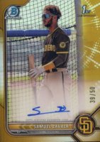 2022 Bowman Chrome Prospect Autographs #CPASZ Samuel Zavala Gold Refractor Baseball Card