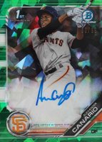 2019 Bowman Chrome Prospects Autographs #CPAAC Alexander Canario Green Atomic Baseball Card