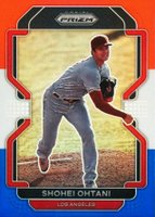 2022 Panini Prizm #41 Shohei Ohtani Red/White/Blue Prizm Baseball Card