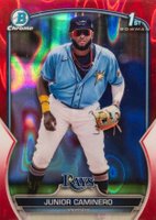 2023 Bowman Chrome Prospects #BCP61 Junior Caminero Red Lava Refractor Baseball Card