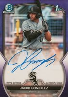 2023 Bowman Draft Chrome Prospect Autograph #CDAJGO Jacob Gonzalez Purple Refractor Baseball Card