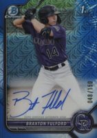 2022 Bowman Chrome Prospect Autographs #CPABF Braxton Fulford Hta Choice Refractor Baseball Card