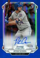 2019 Bowman Sterling Rookie Autographs  #PA Peter Alonso Blue Refractor Baseball Card