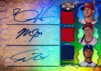 2013 Topps Triple Threads Autograph Relic Combos #HTD Bryce Harper/Mike Trout/YU Darvish Baseball Card