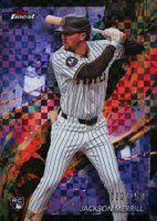2024 Topps Finest #96 Jackson Merrill Purple Checkerboard Refractor Baseball Card