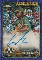 2024 Topps Chrome Rookie Autographs #RALBU Lawrence Butler Purple Speckle Refractor Baseball Card