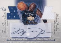 2002 Upper Deck Sweet Shot Three-Point Shots Autograph #MJ-A Michael Jordan Jersey Basketball Card