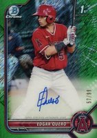 2022 Bowman Chrome Prospect Autographs #CPAEQ Edgar Quero Green Shimmer Refractor Baseball Card