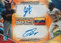 2024 Bowman Chrome International Impact Autographs #IICC Jackson Chourio/Jaison Chourio Orange Refractor Baseball Card