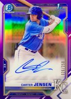 2021 Bowman Draft Chrome Draft Pick Autographs #CDACJ Carter Jensen Purple Refractor Baseball Card