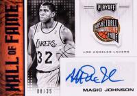 2020 Panini Chronicles Hall of Fame Autographs #MJO Magic Johnson Blue Basketball Card