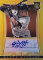 2013 Panini Select #230 Manny Machado Autograph-Gold Prizm Baseball Card