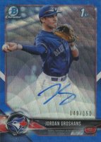 2018 Bowman Draft Chrome Draft Picks Autographs #CDAJG Jordan Groshans Blue Wave Refractor Baseball Card