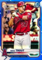 2021 Bowman Chrome #54 Mike Trout Blue Refractor Baseball Card
