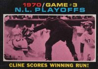1971 O-Pee-Chee #201 Nl Playoff Game 3 Cline Scores Winning Run Baseball Card